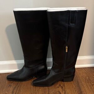 🆕 Black Wide Knee-High Leather Boots